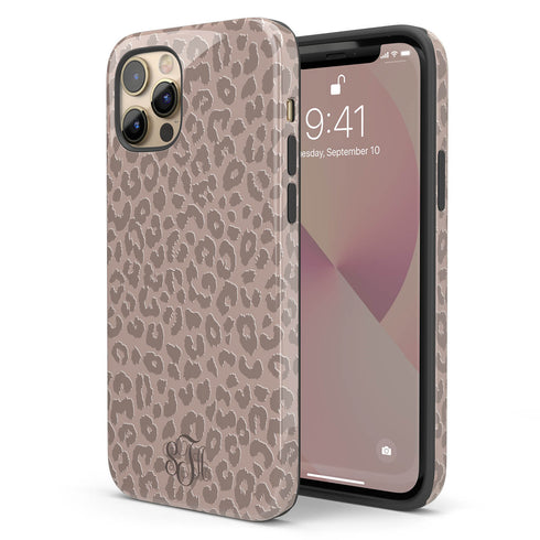 Nude Leopard Custom Monogram iPhone Case